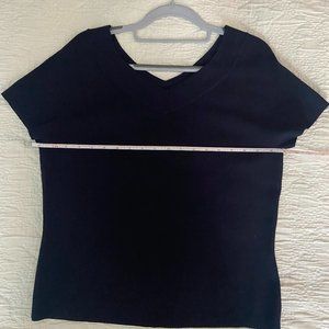 Talbots 'short sleeve Navy Blue top - V-neck front & back